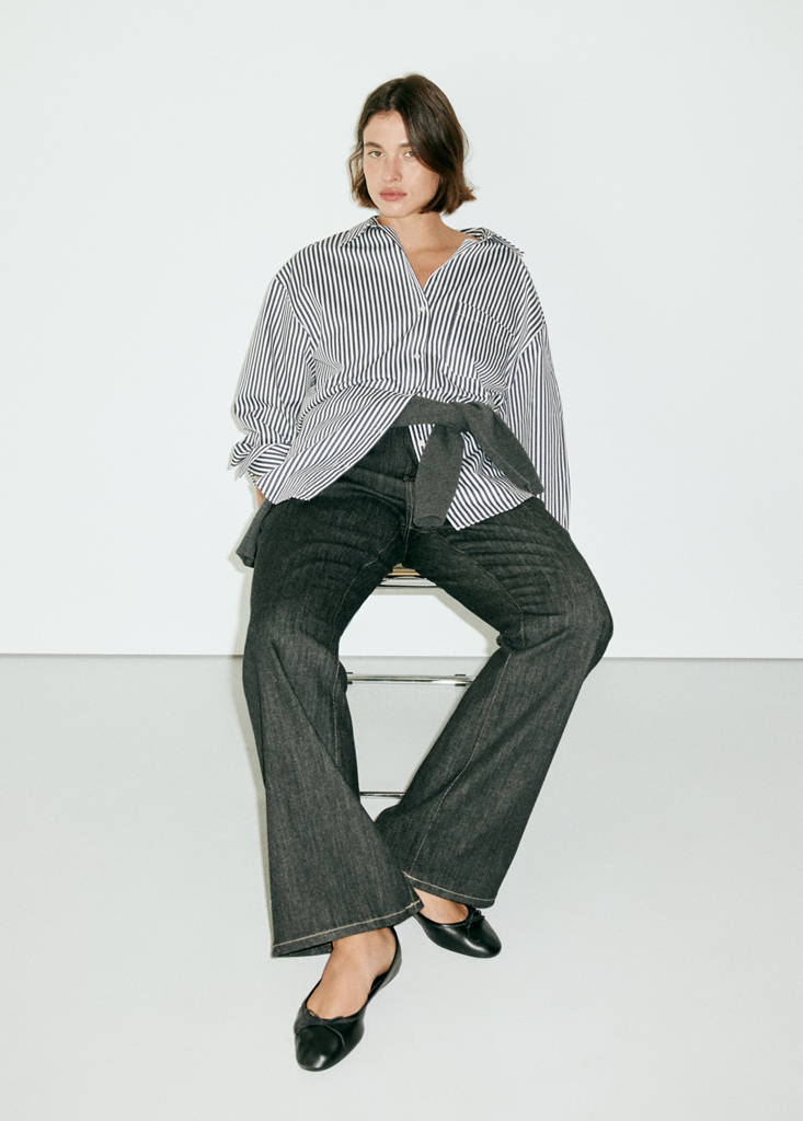 Striped straight shirt — Navy