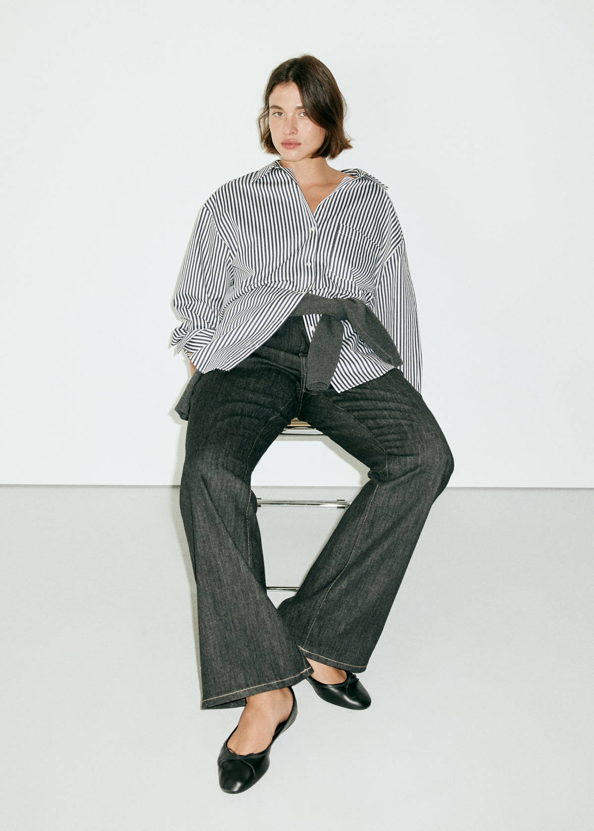 Striped straight shirt — Navy