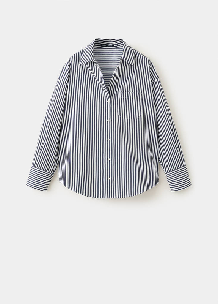 Striped straight shirt — Navy