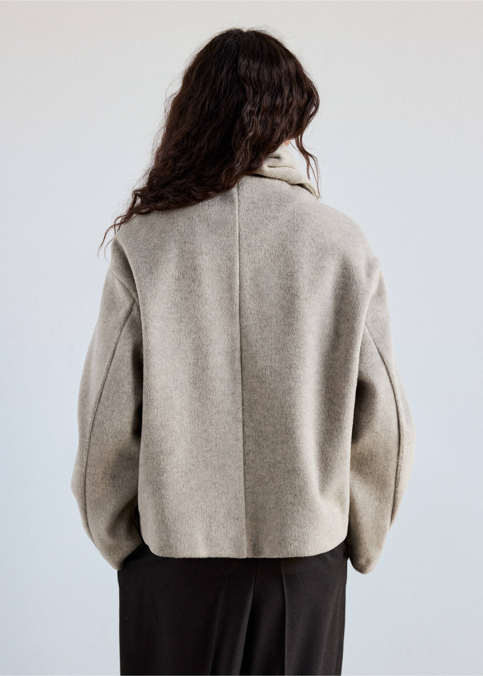 Scarf-collar cloth jacket - Reverse of the article, Medium Brown. Ref: 37055855-00.