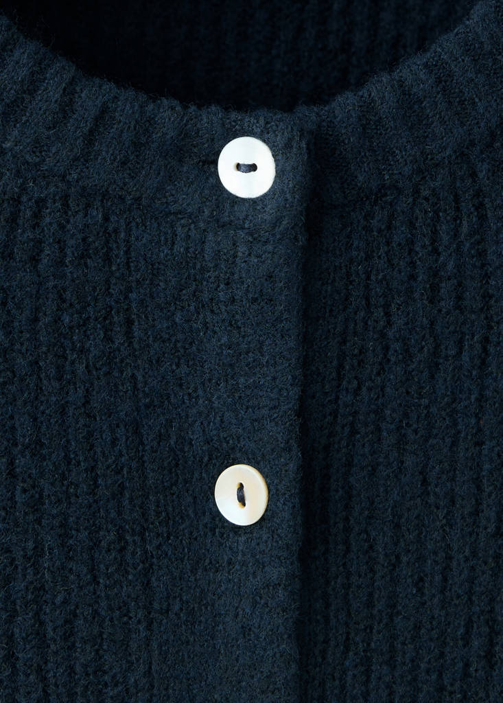 Ribbed buttoned cardigan — Navy