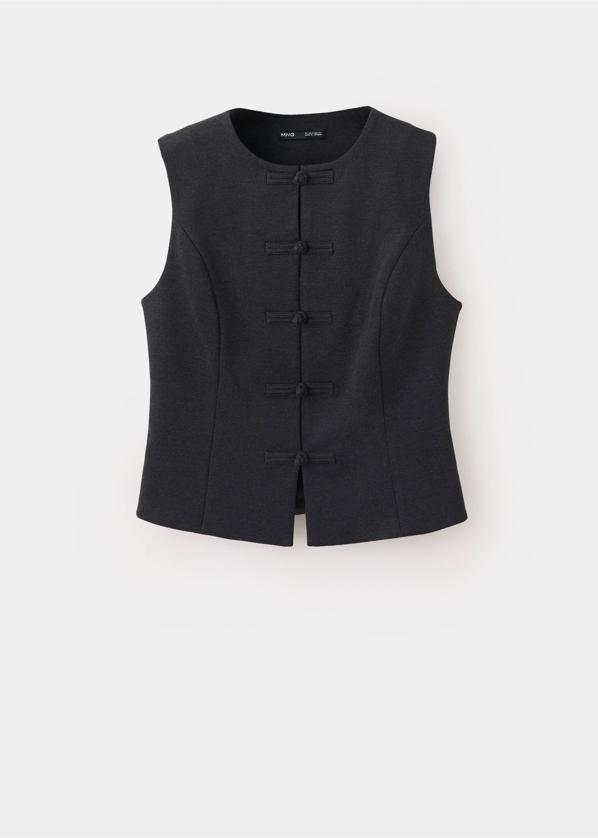 Frog-fastening vest with seam detailing - Article without model, Charcoal. Ref: 37055859-00.