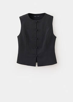 Waistcoat with frogging detail and seam detailing — Charcoal 6