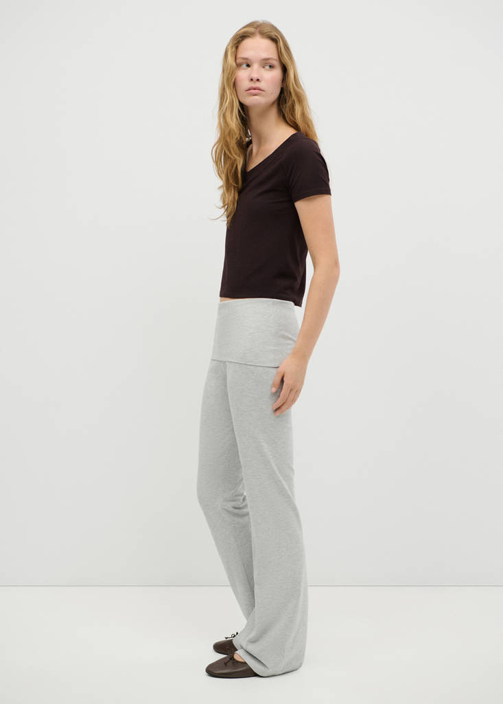 Fold-over waist leggings — Light Heather Grey