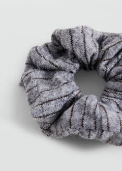 Striped knit hair tie — Grey 2