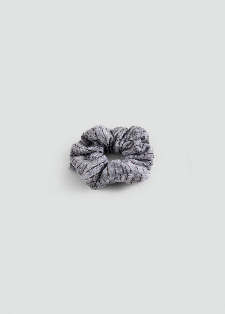 Striped knit hair tie — Grey
