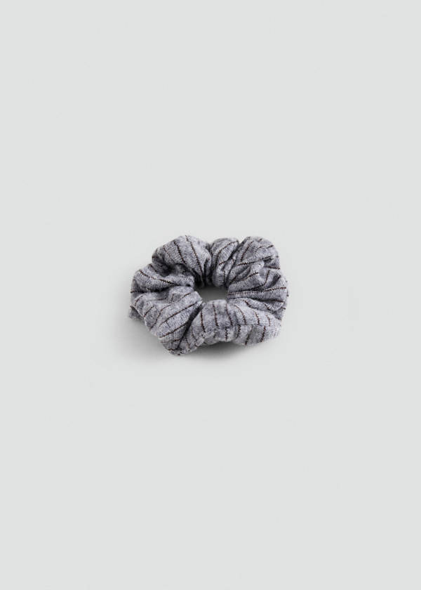 Striped knit hair tie — Grey