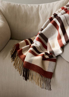 Wool blanket with stripes and fringe detail — Russet 1