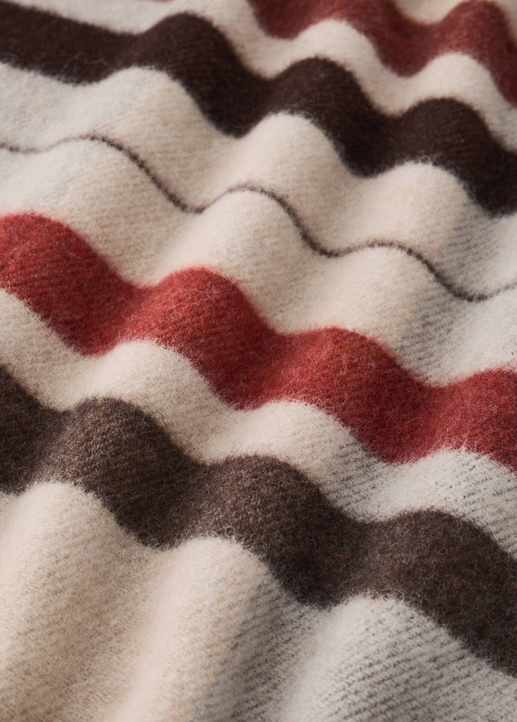 Wool blanket with stripes and fringe detail — Russet