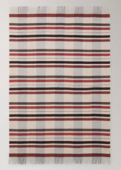 Wool blanket with stripes and fringe detail — Russet 4