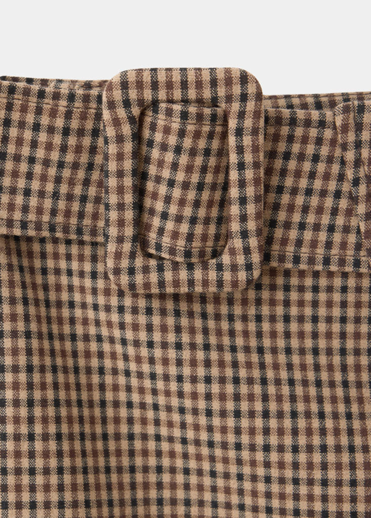 Houndstooth skirt with buckle — Tobacco Brown