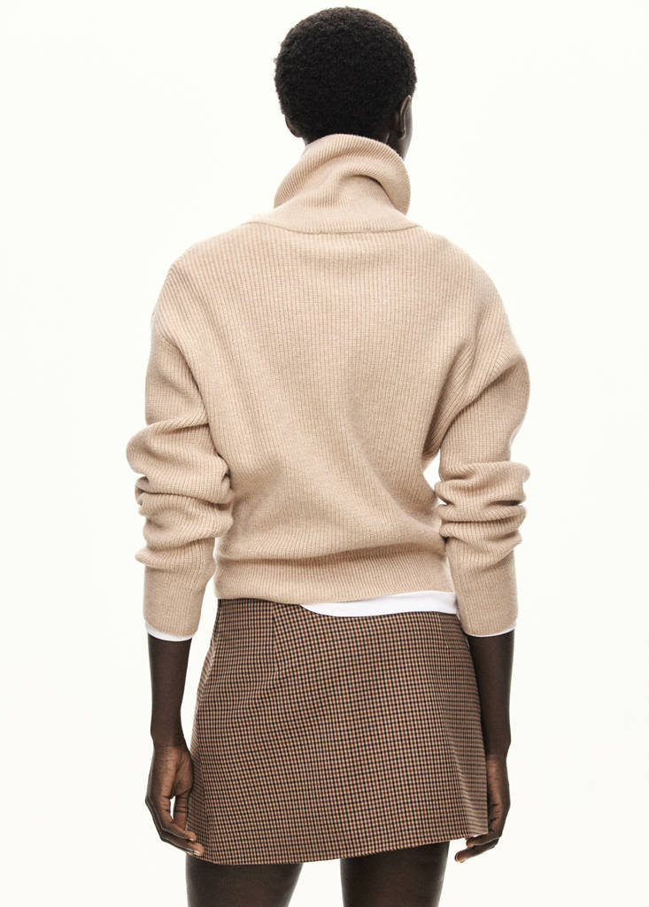 Houndstooth skirt with buckle — Tobacco Brown