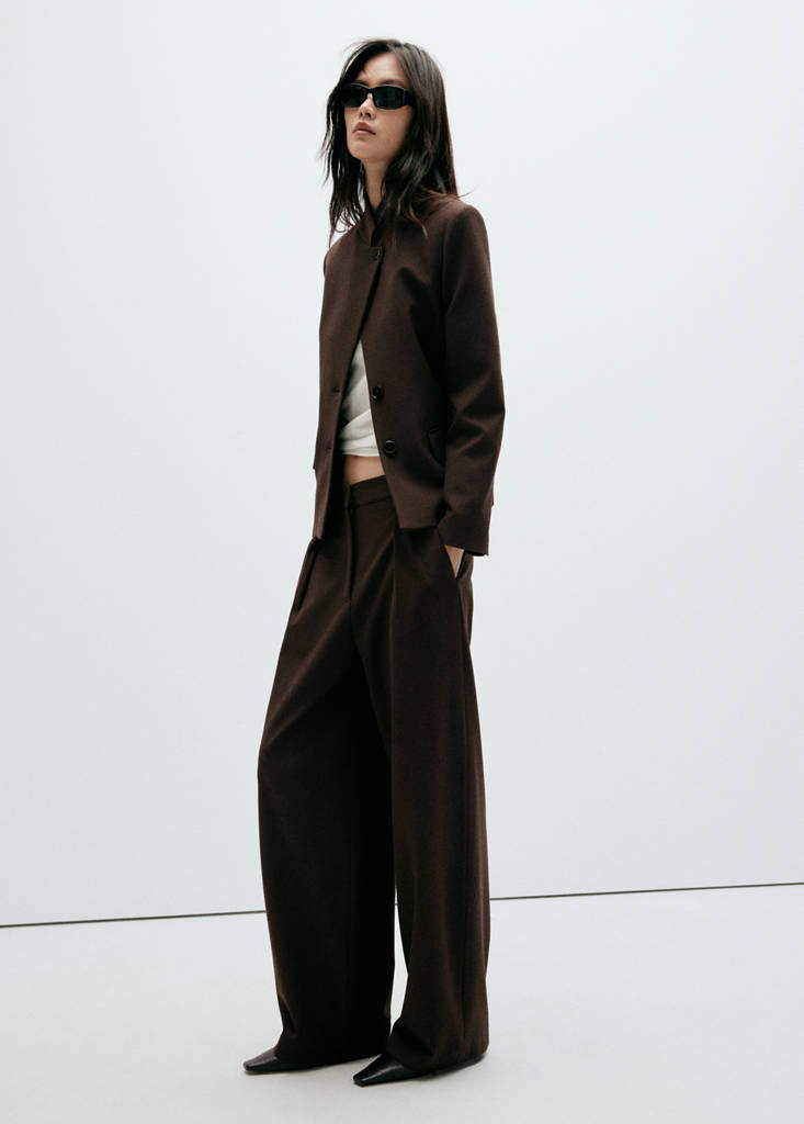 houndstooth pleated trousers — Brown