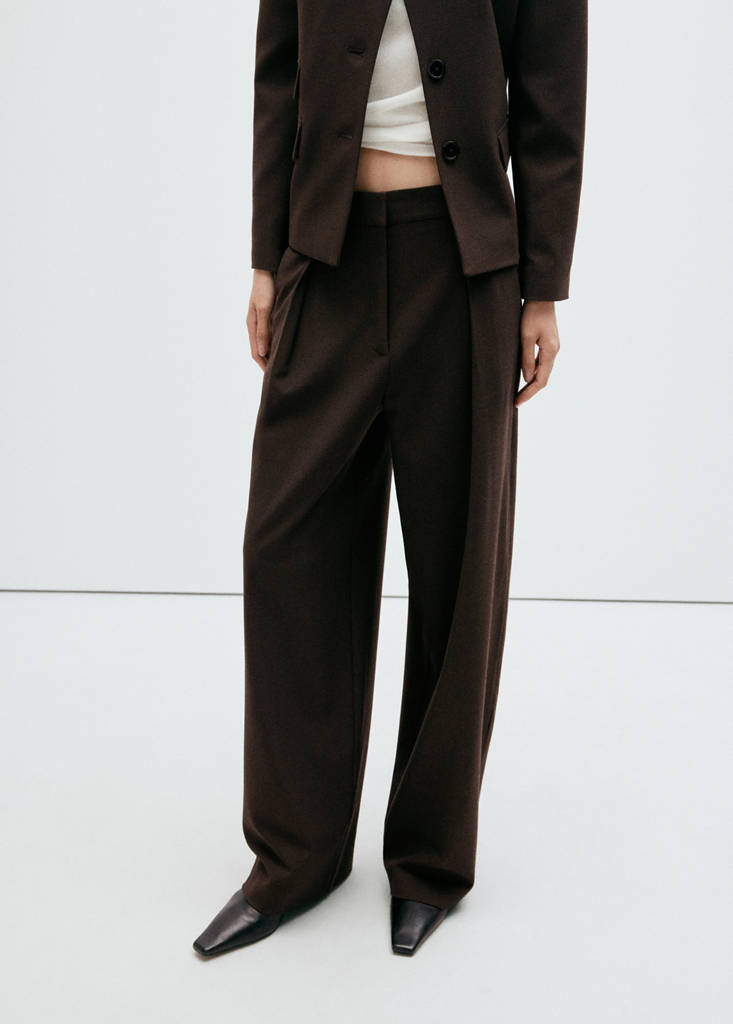houndstooth pleated trousers — Brown
