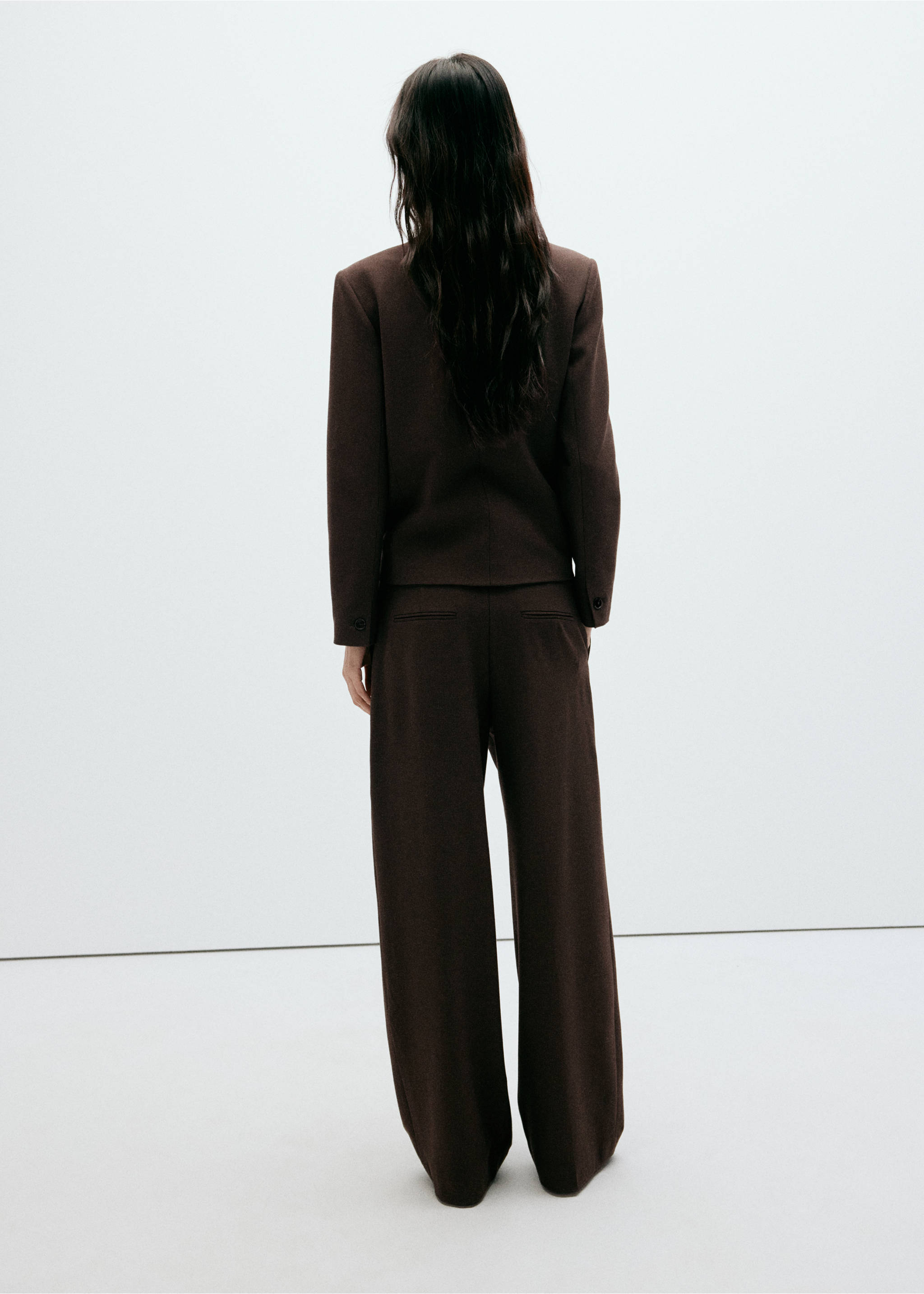Houndstooth pleated trousers - Reverse of the article, Brown. Ref: 37055866-00.