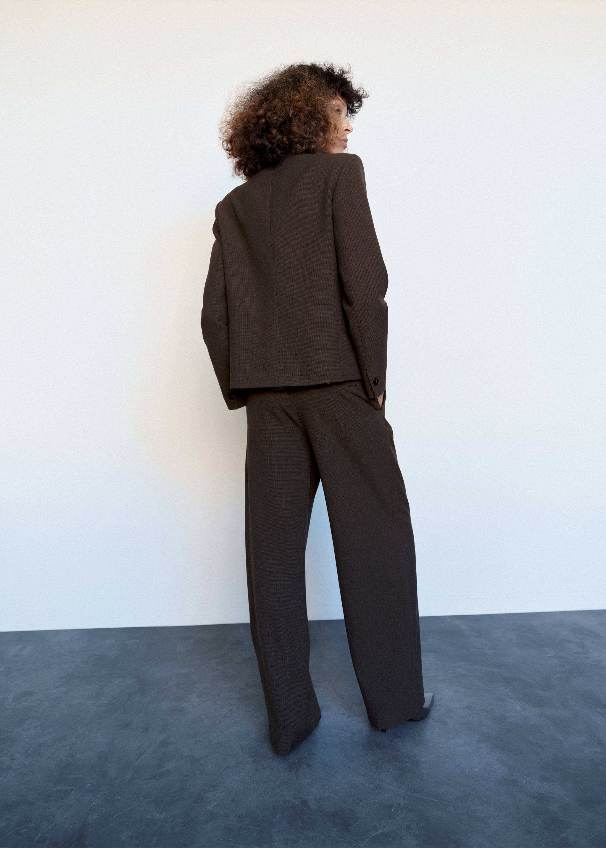 houndstooth pleated trousers - Reverse of the article, Brown. Ref: 37055866-01.