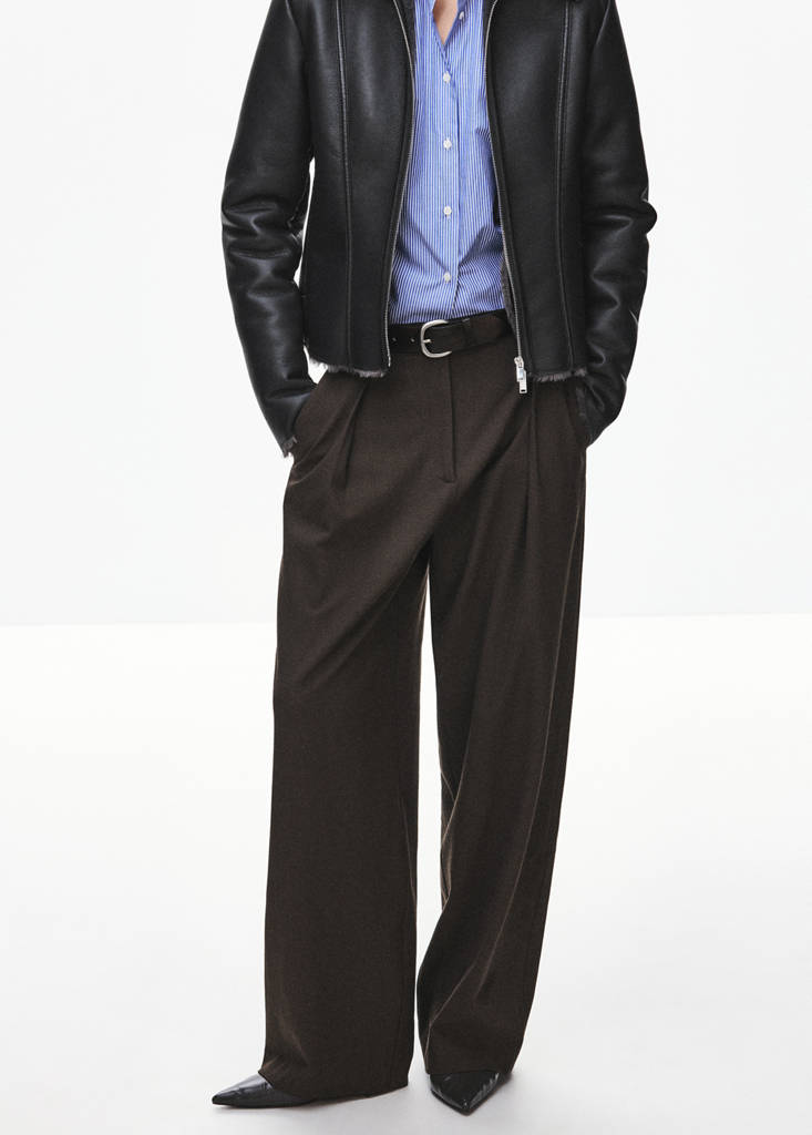 houndstooth pleated trousers — Brown