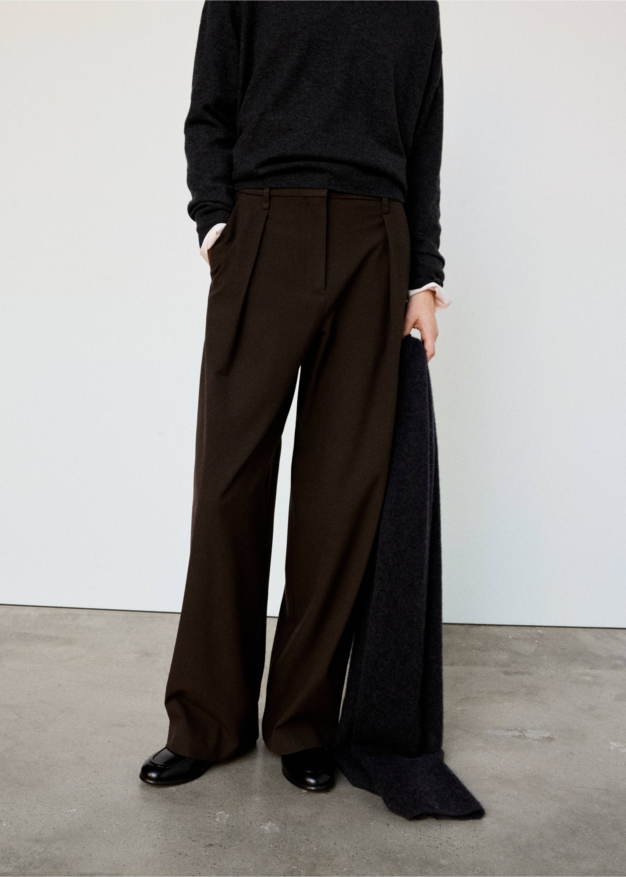 houndstooth pleated trousers - Medium plane, Brown. Ref: 37055866-03.