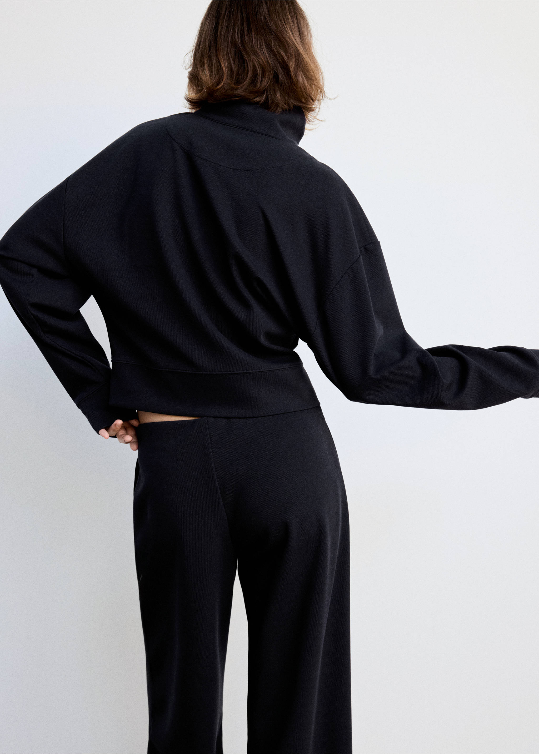 Sweat-shirt col montant zippé - Verso de l’article, Bleu marine. Ref: 37055867-00.