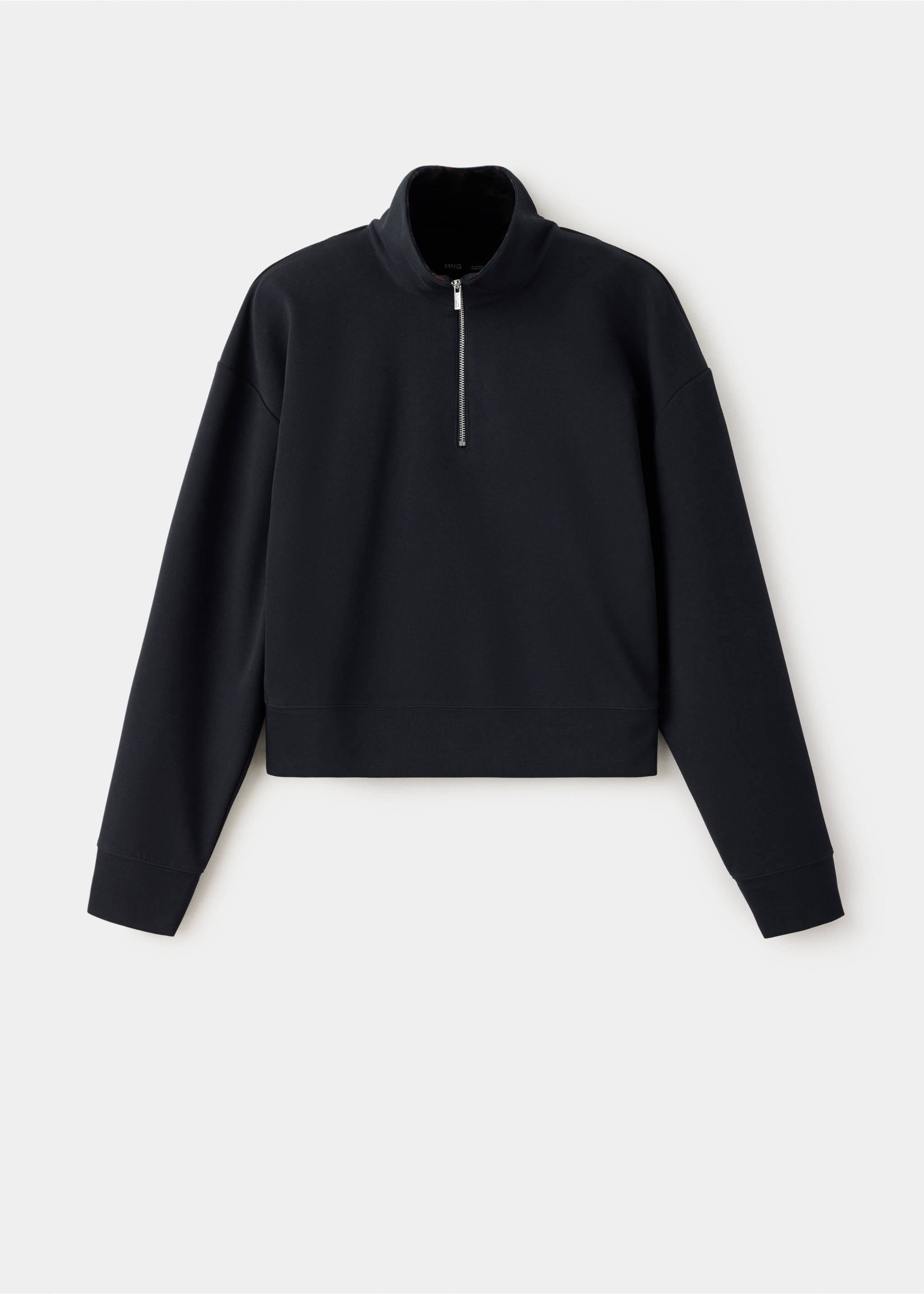 Sweat-shirt col montant zippé - Article sans modèle, Bleu marine. Ref: 37055867-00.