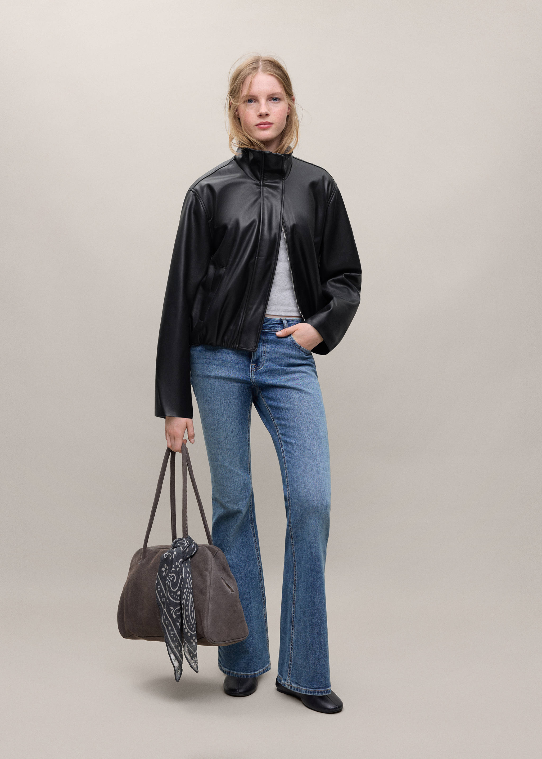 Funnel neck jacket with pockets - General plane