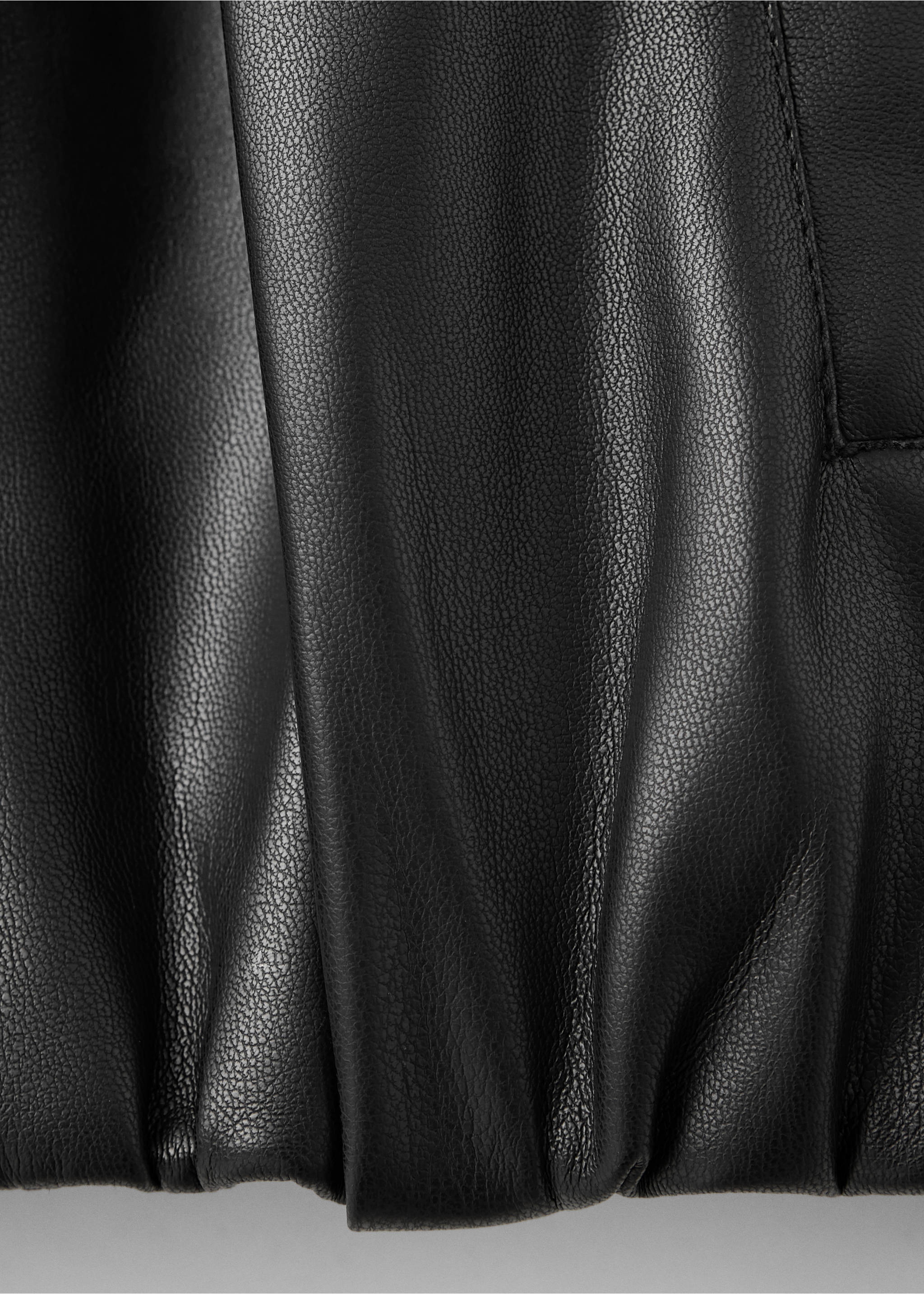 Faux leather zip-up jacket - Details of the article 8, Black. Ref: 37055868-00.