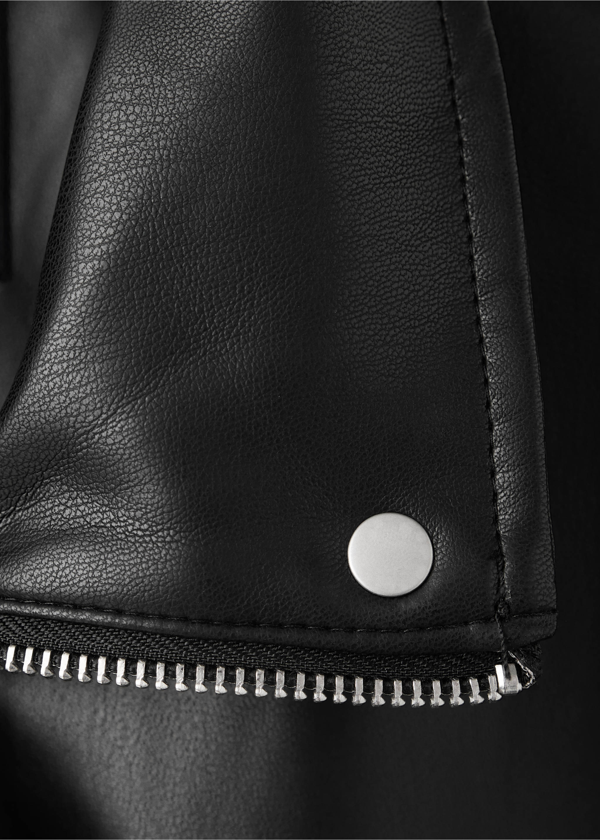 Faux leather zip-up jacket - Details of the article 0, Black. Ref: 37055868-00.