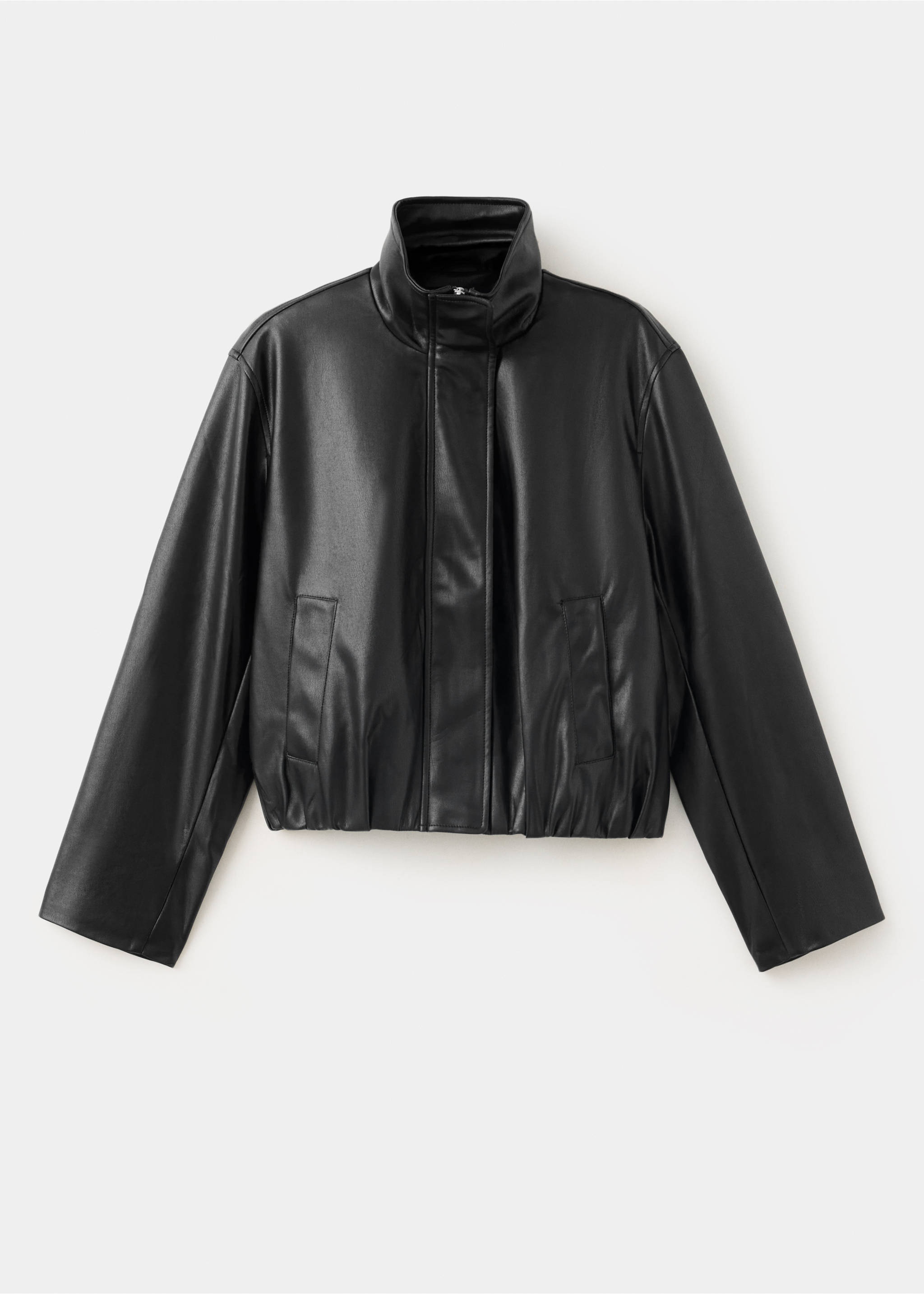 Faux leather zip-up jacket - Article without model, Black. Ref: 37055868-00.