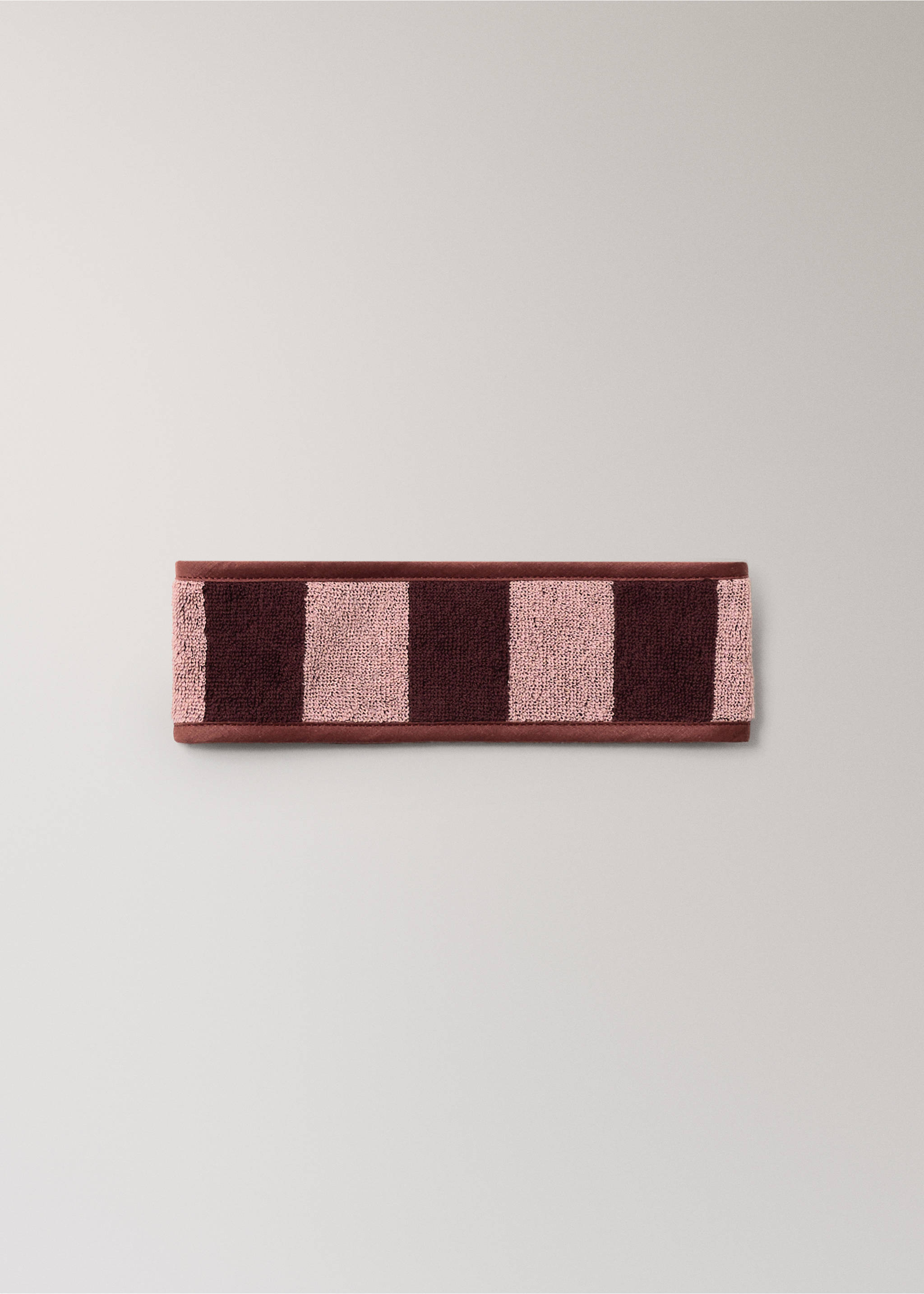 Striped cotton terry cloth headband - Article without model, Burgundy. Ref: 37055869-00.