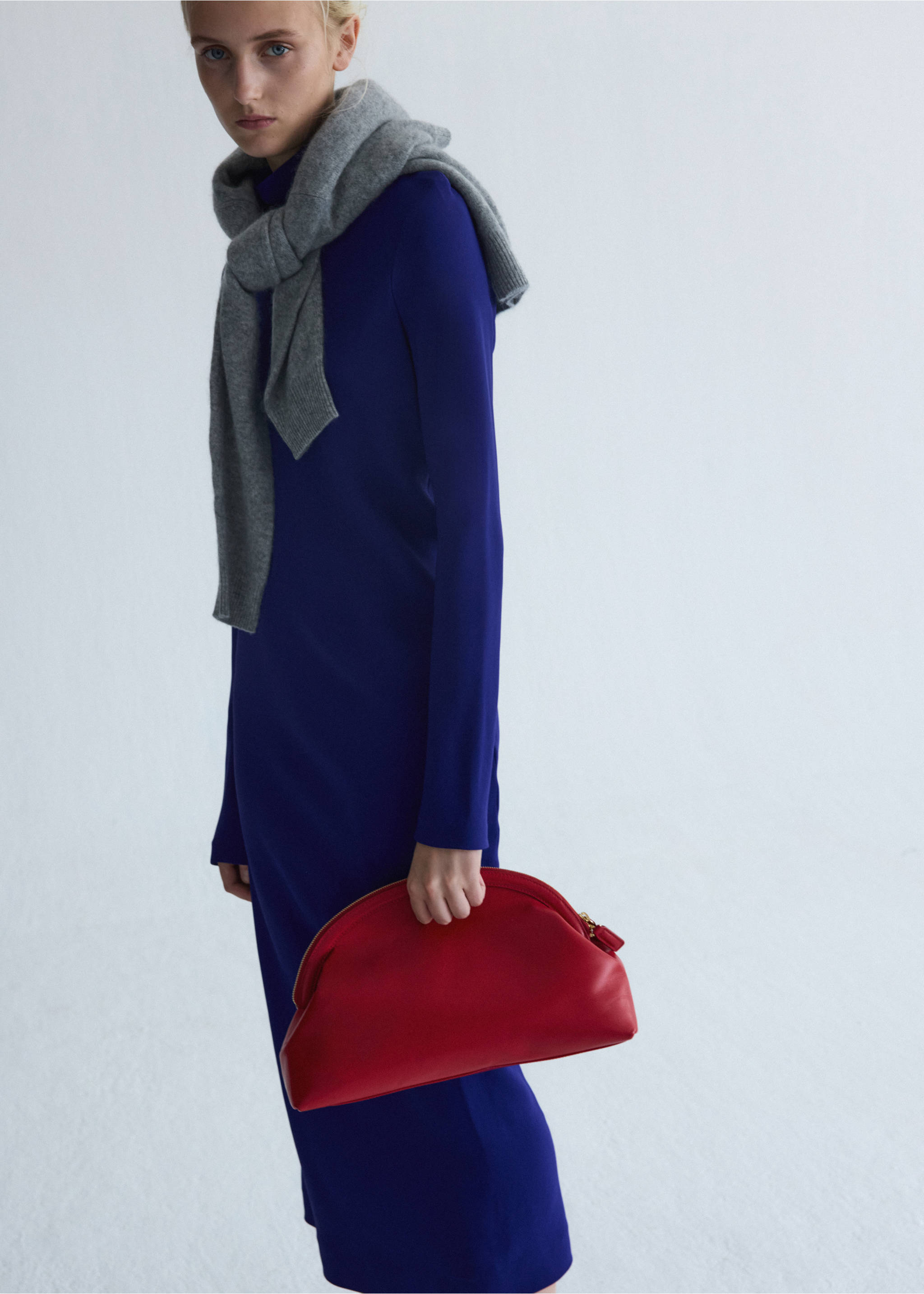 Turtleneck midi-dress - Medium plane, Blue. Ref: 37055872-00.