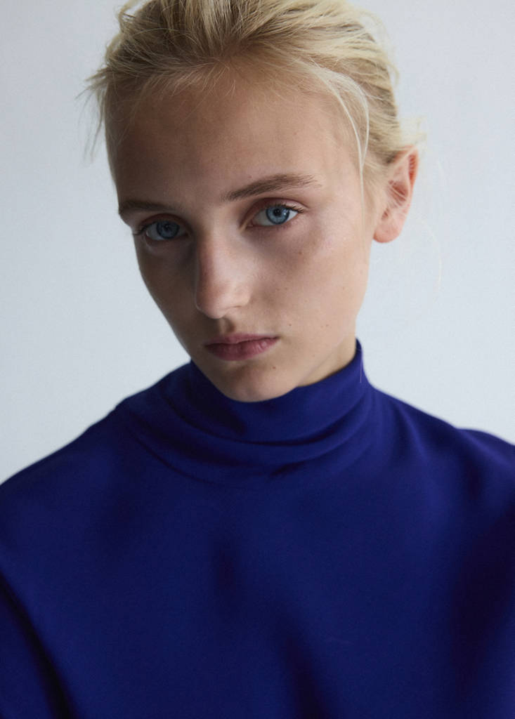 Turtleneck midi-dress — Blue