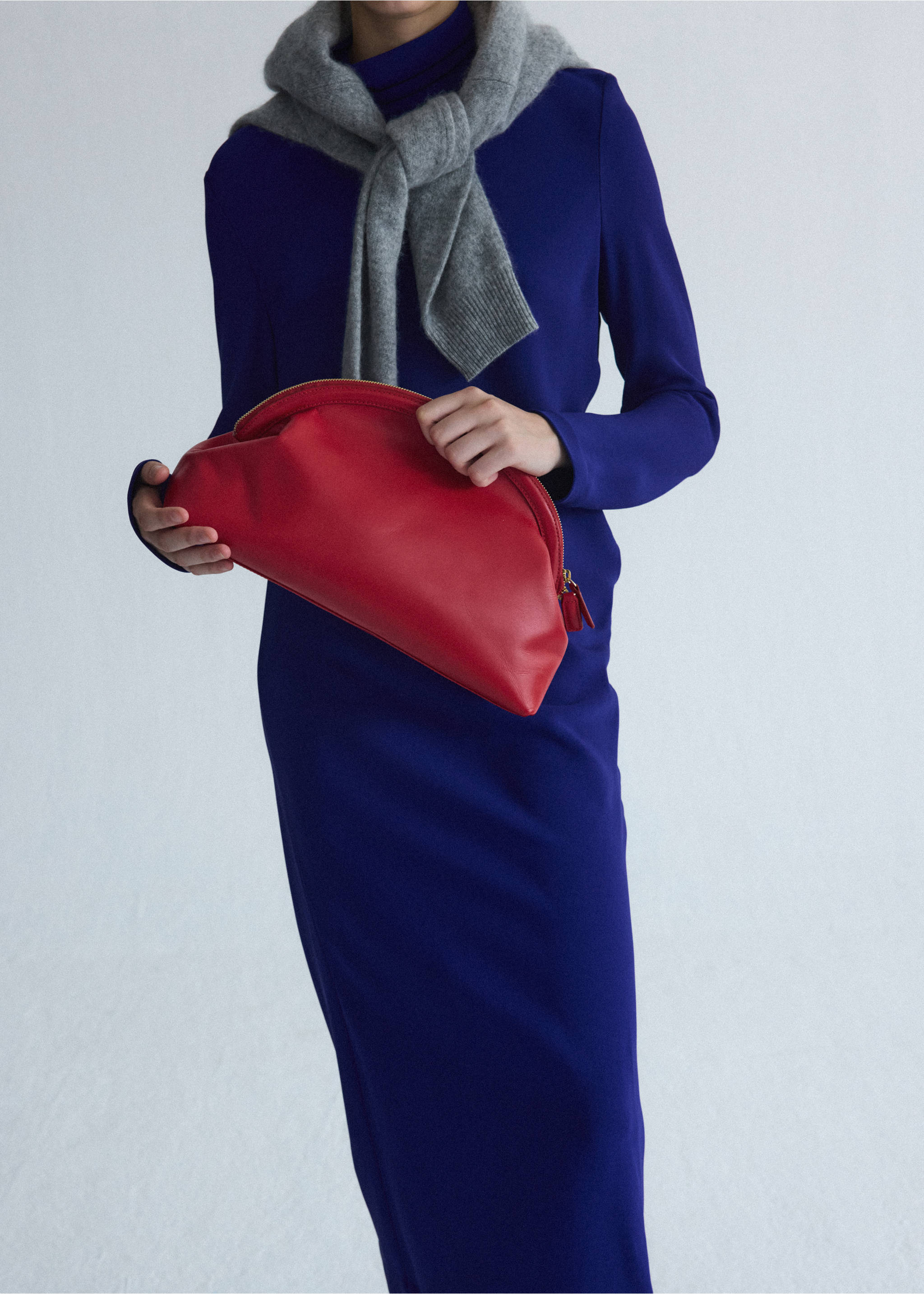 Turtleneck midi-dress - Details of the article 3, Blue. Ref: 37055872-00.