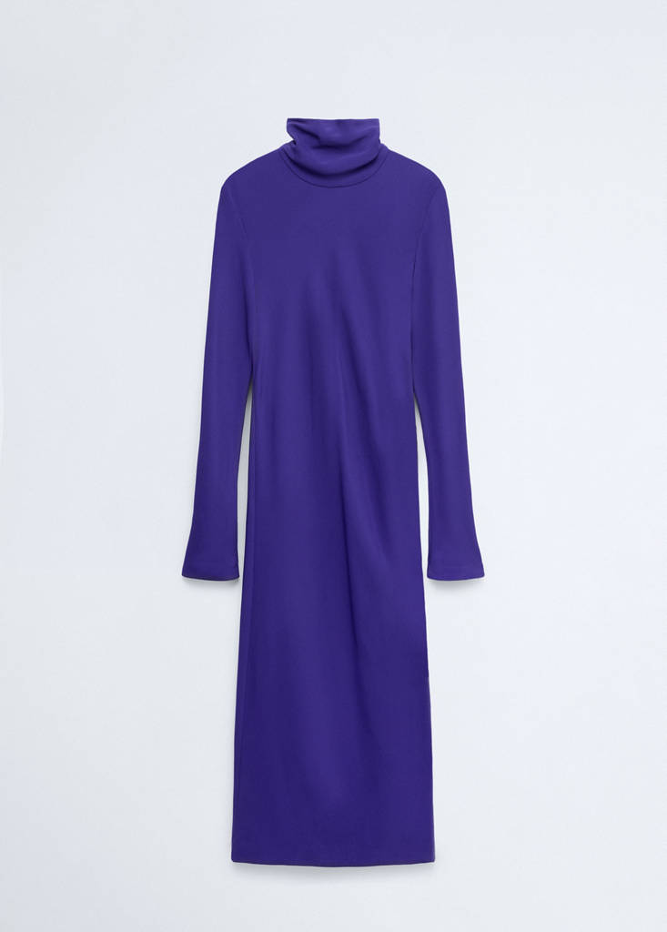 Turtleneck midi-dress — Blue