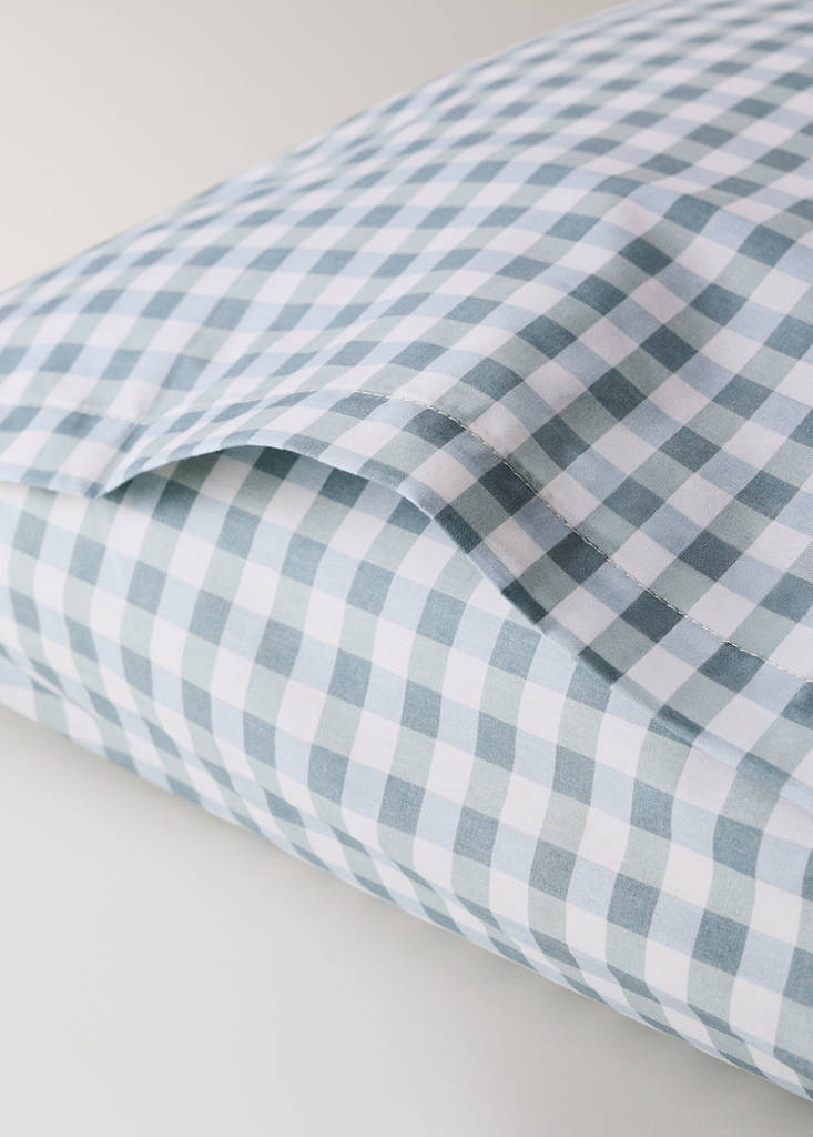 Vichy check cotton pillowcase 50x75 cm — Mint Green