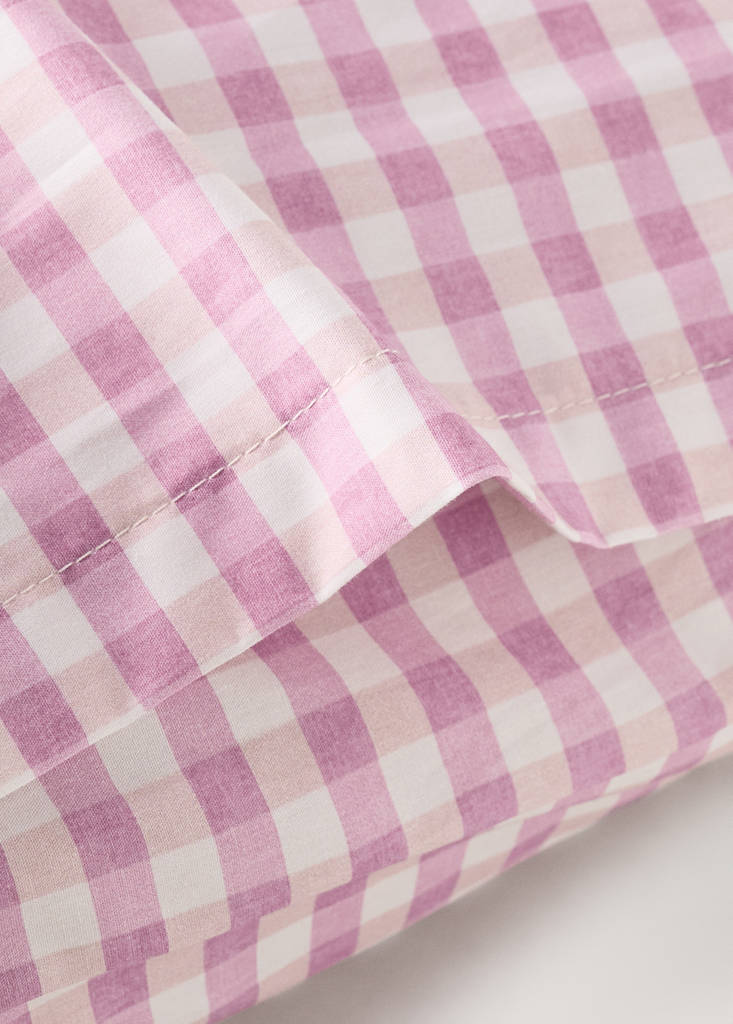 Vichy check cotton pillowcase 50x75 cm — Pink