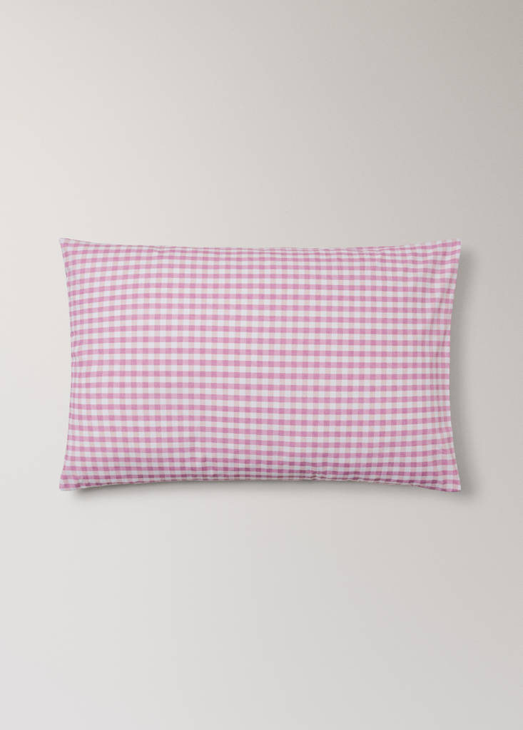 Vichy check cotton pillowcase 50x75 cm — Pink