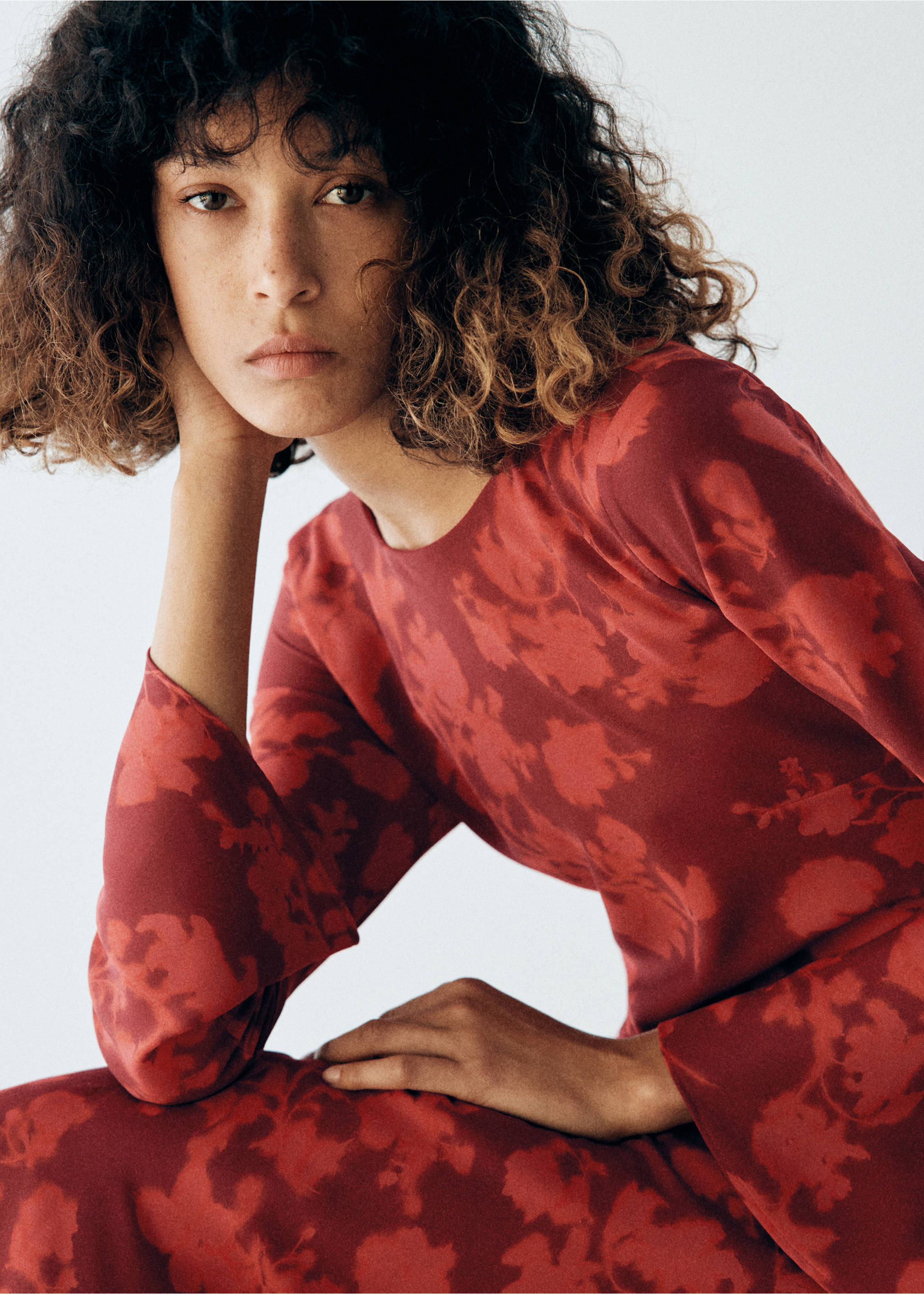 Flowy printed dress - Medium plane, Red. Ref: 37055875-00.
