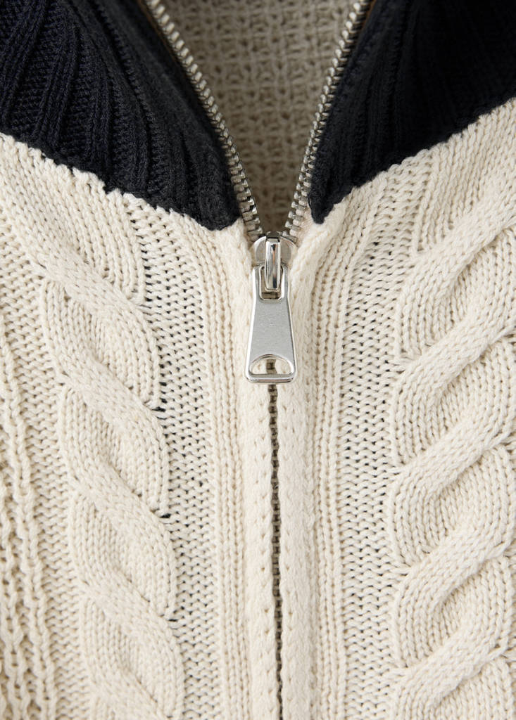 Cable-knit jacket with contrast stripes - thumbnail 6