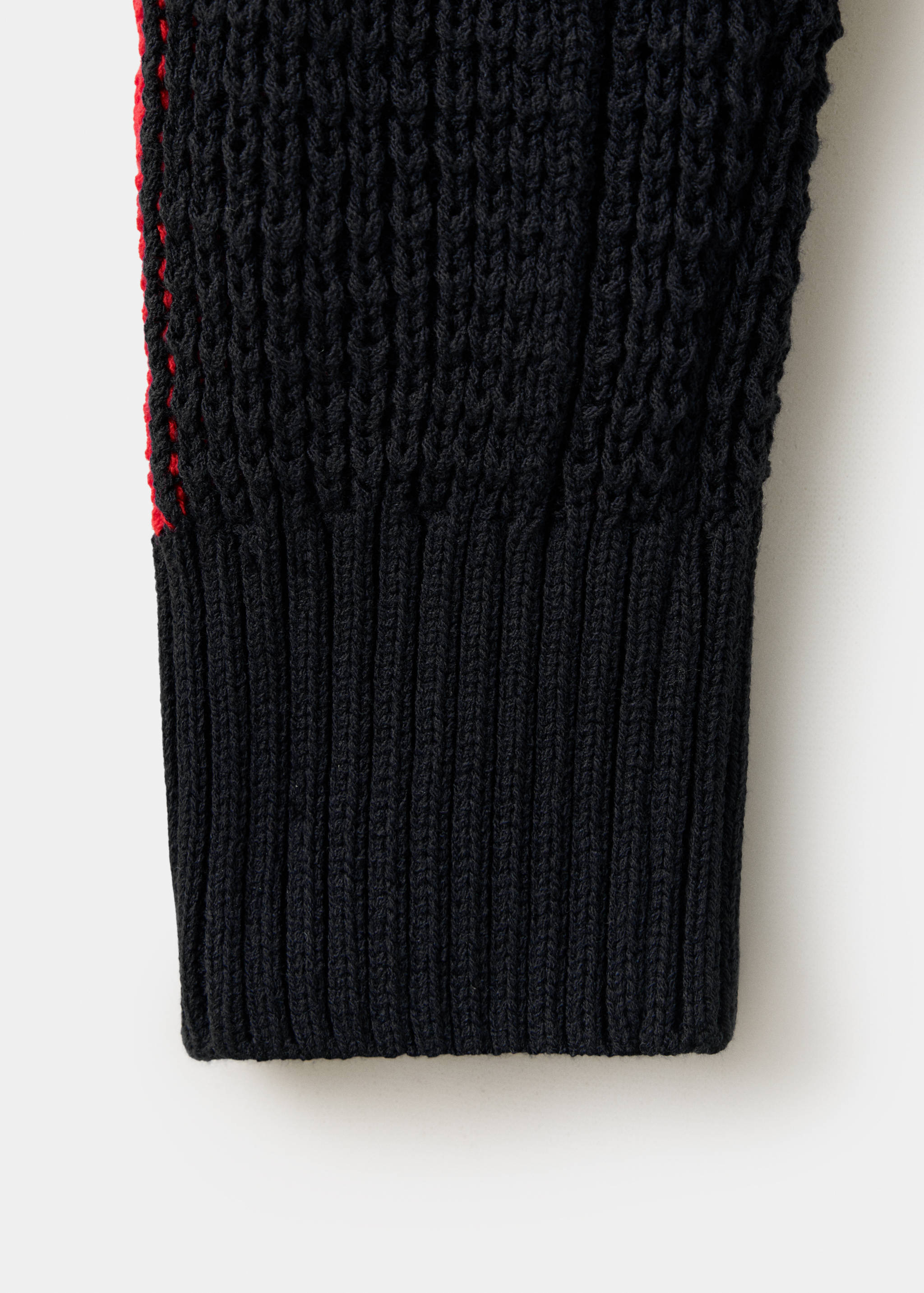 Cable-knit cardigan with contrasting stripes - Details of the article 0