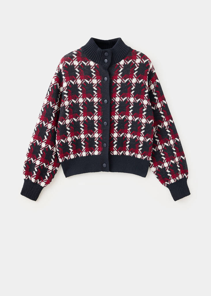 Checked knit jacket - thumbnail 4