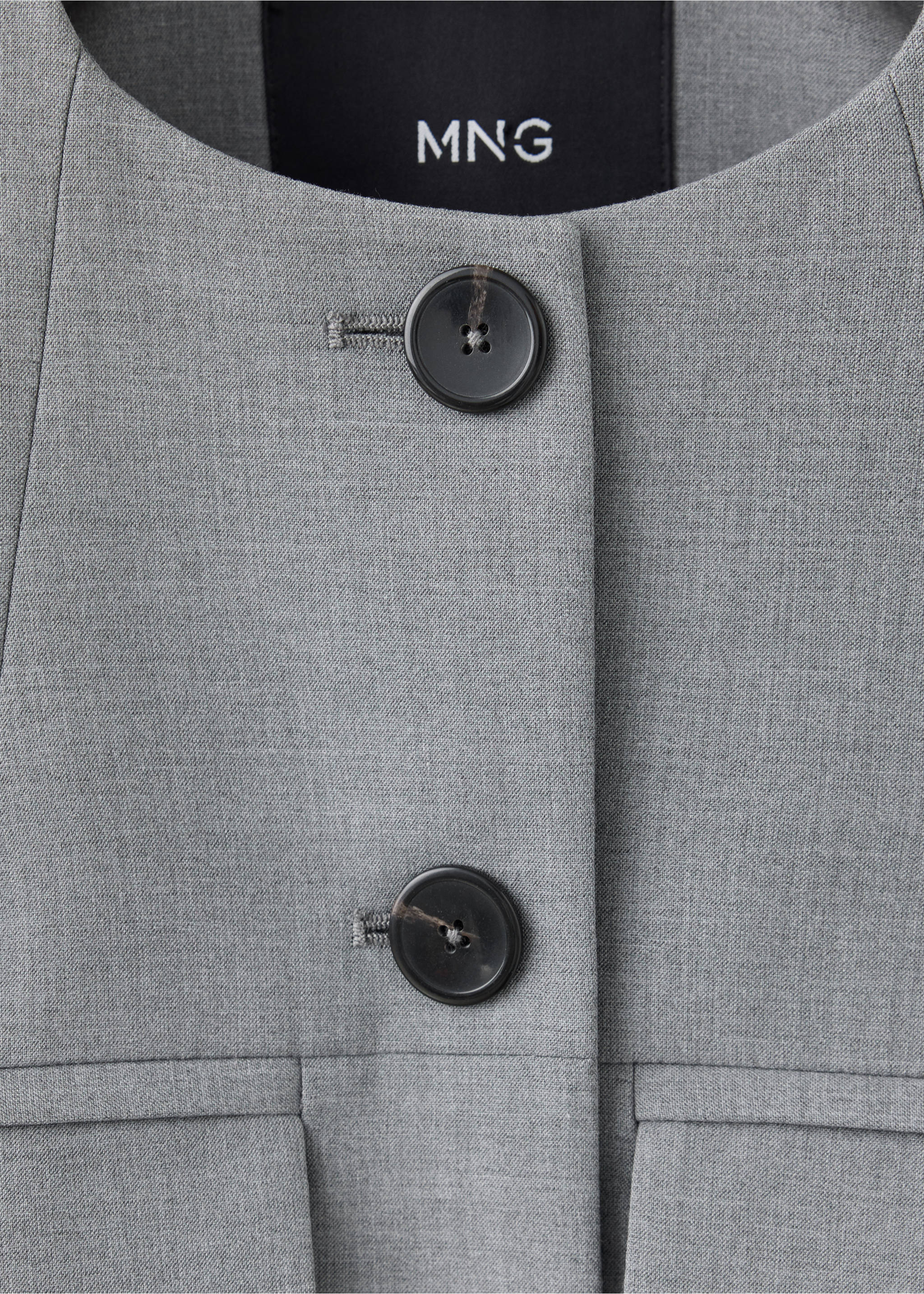 Veste droite avec poches à rabat - Détail de l'article 8, Gris. Ref: 37055881-00.