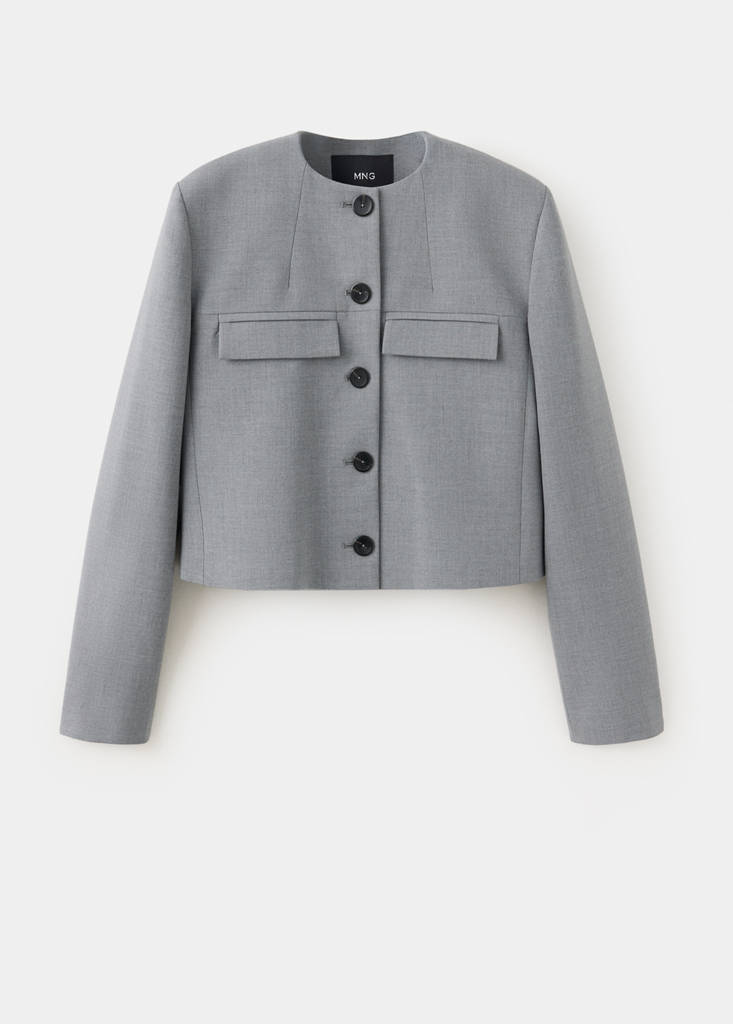 Straight blazer with flap pockets — Grey