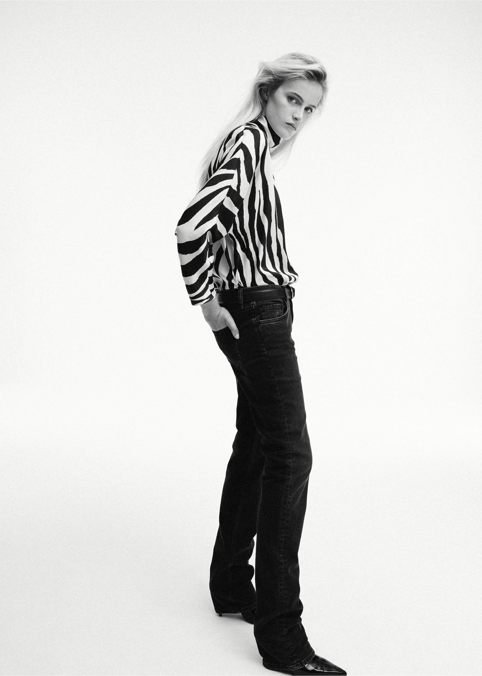 Straight high-neck blouse - Details of the article 1, Off White. Ref: 37055882-00.