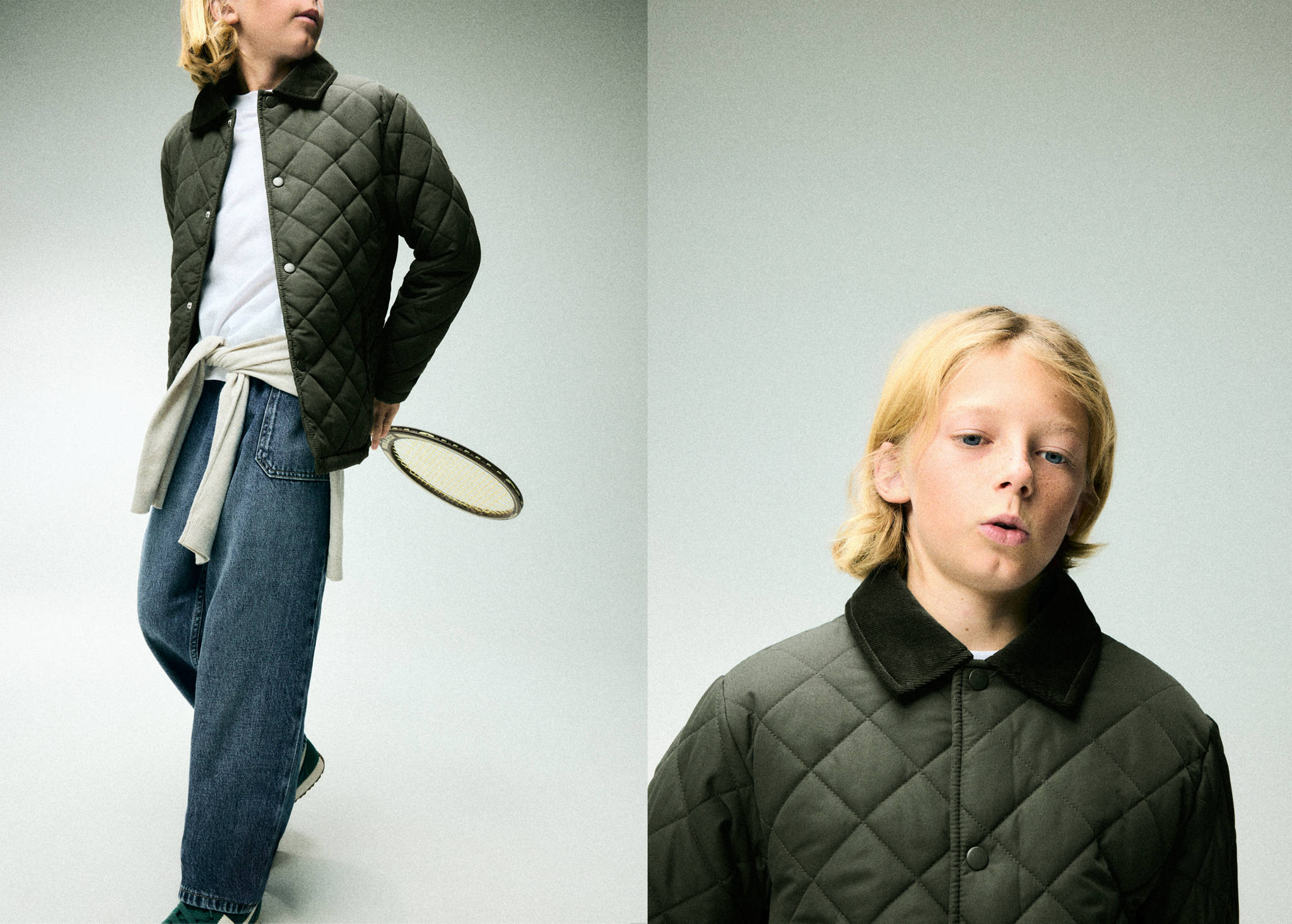 Quilted jacket with corduroy collar - Panoramic plane