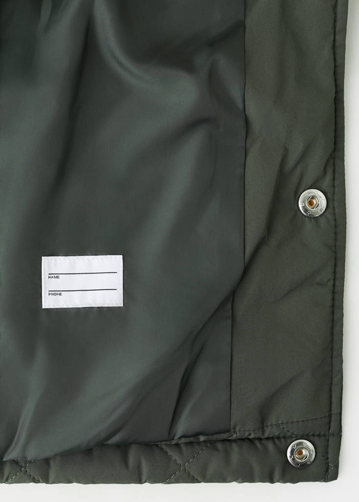 Quilted jacket with corduroy collar — Khaki