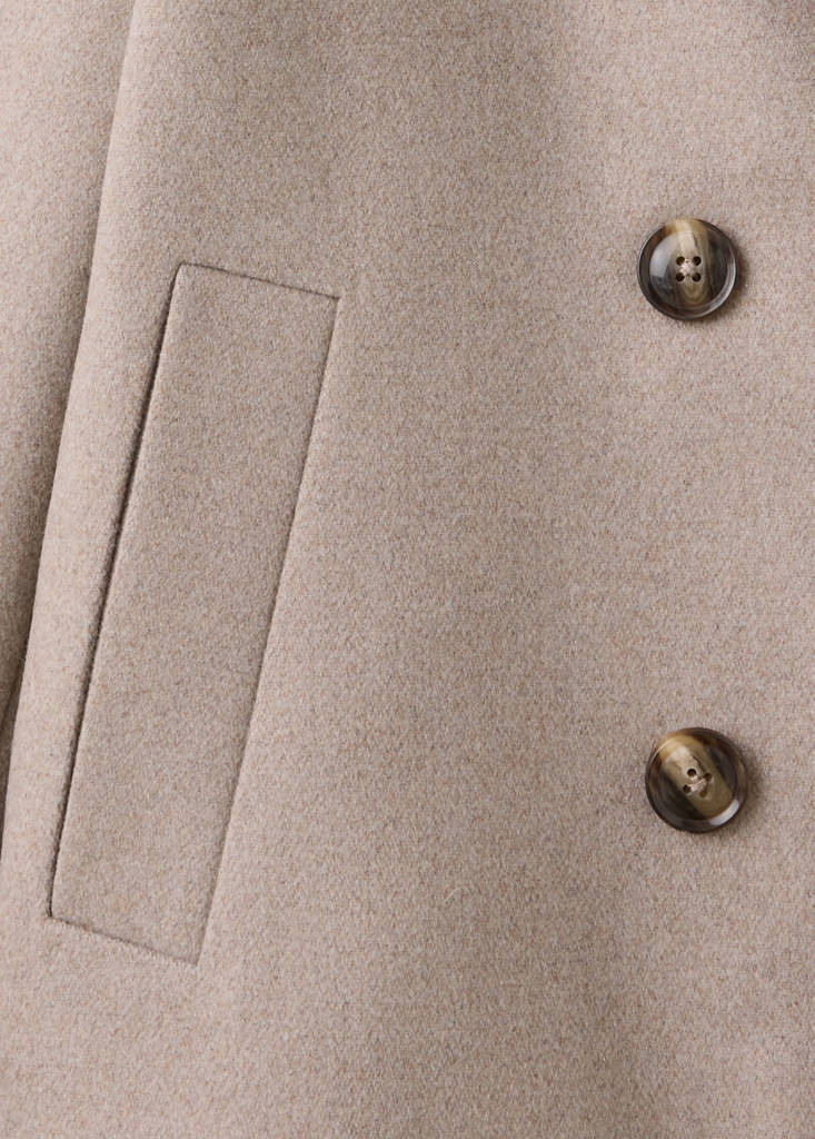 Wool-blend coat with button fastening — Sand