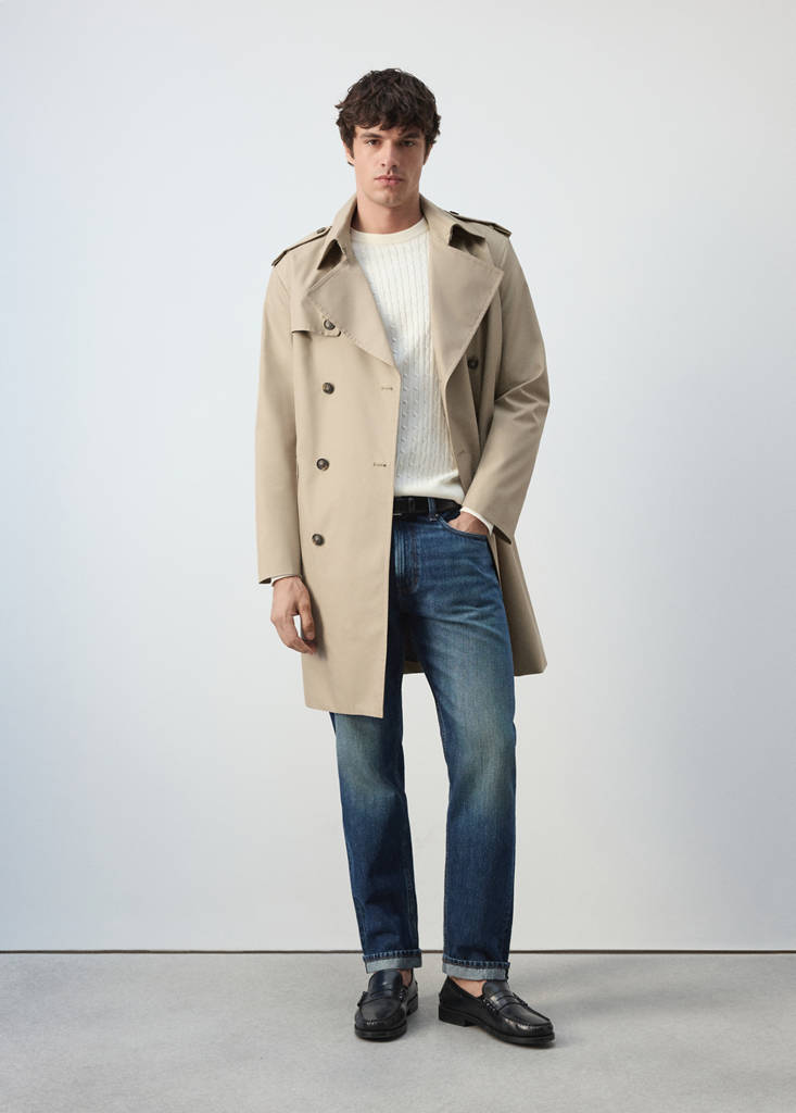 Water-repellent belted trench coat — Sand