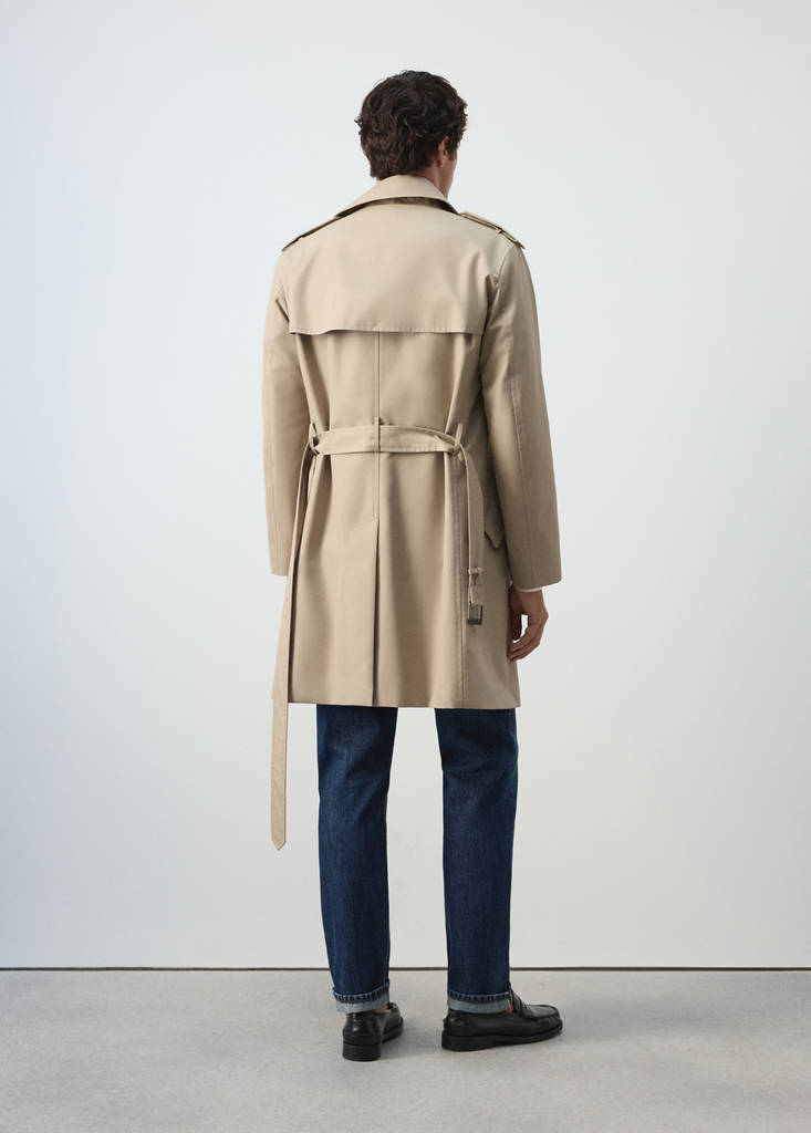 Water-repellent belted trench coat — Sand