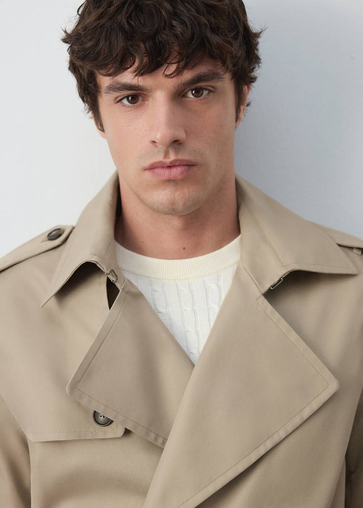 Water-repellent belted trench coat — Sand