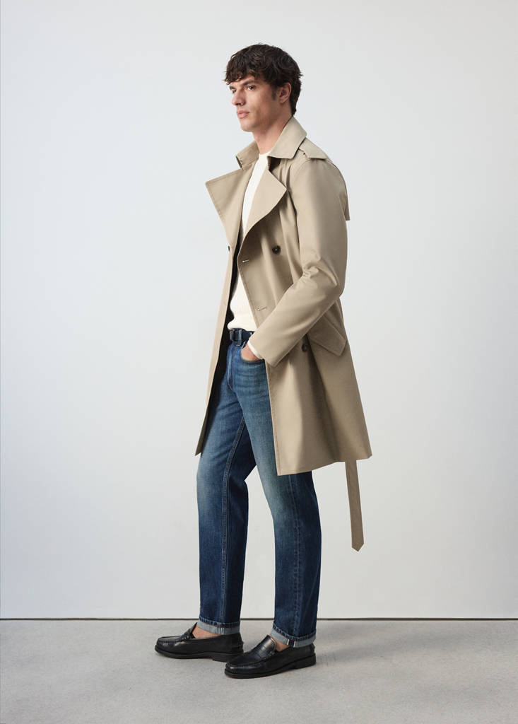 Water-repellent belted trench coat — Sand